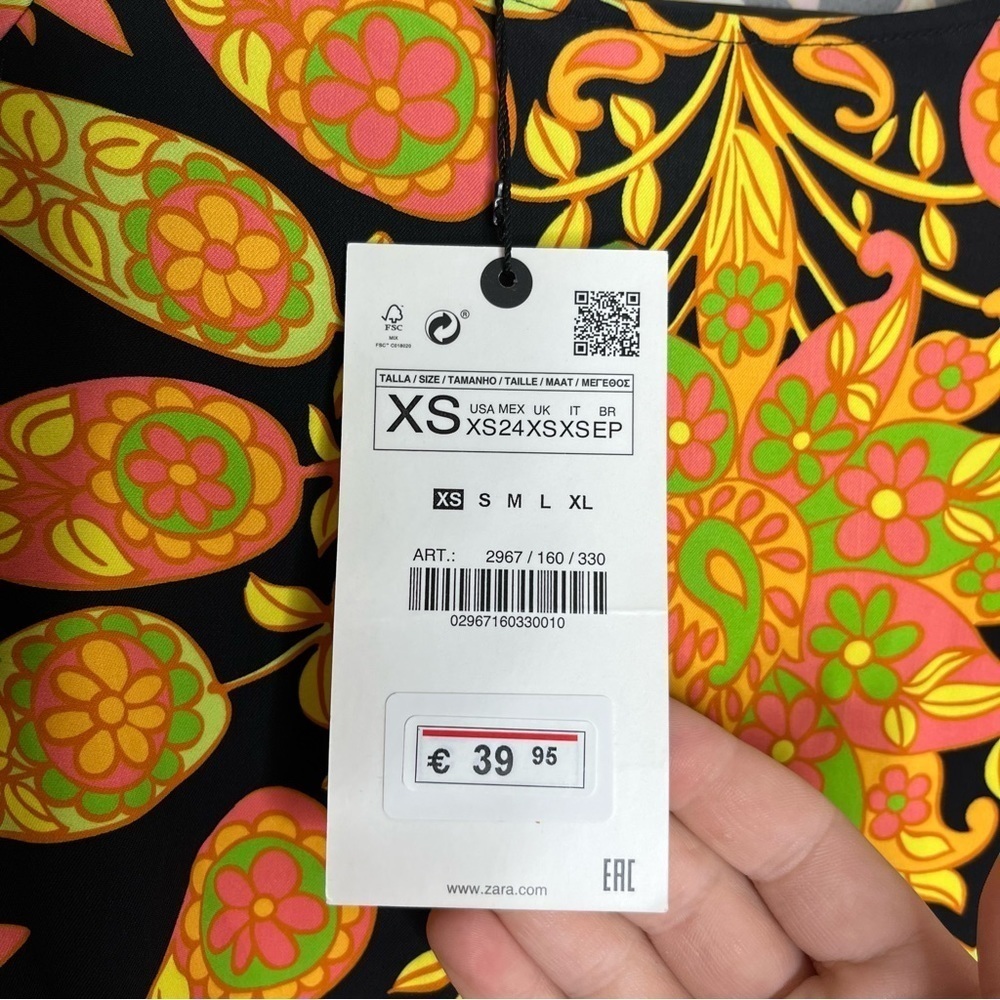 Zara NEW Mini Go-Go Dress Size XS 60's Groovy Floral Open Back - Picture 8 of 9